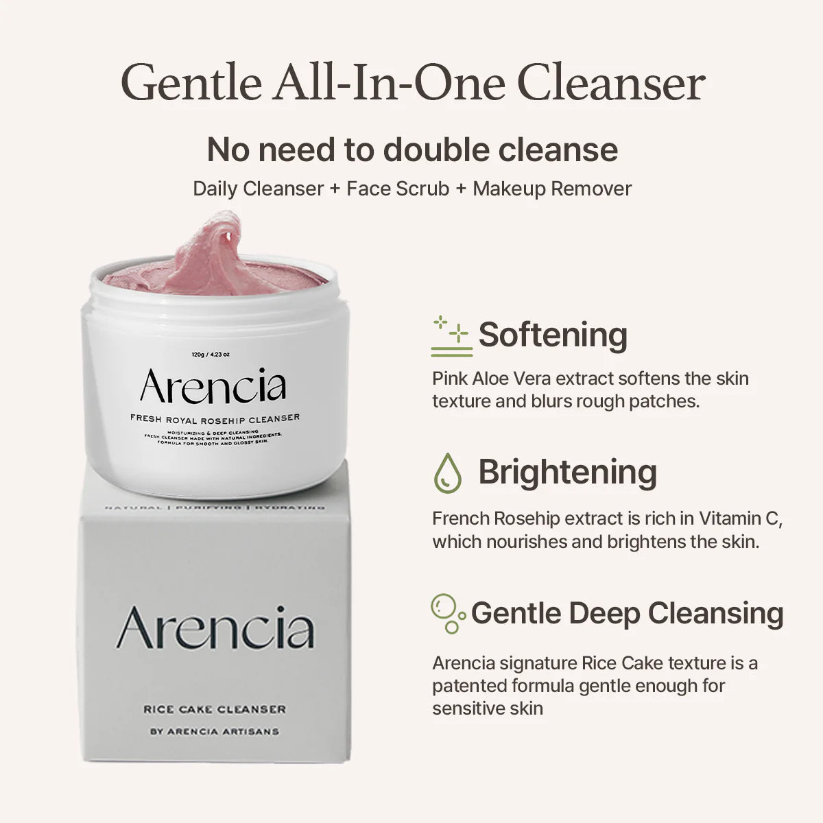ARENCIA Fresh Rosehip Mochi Cleaner