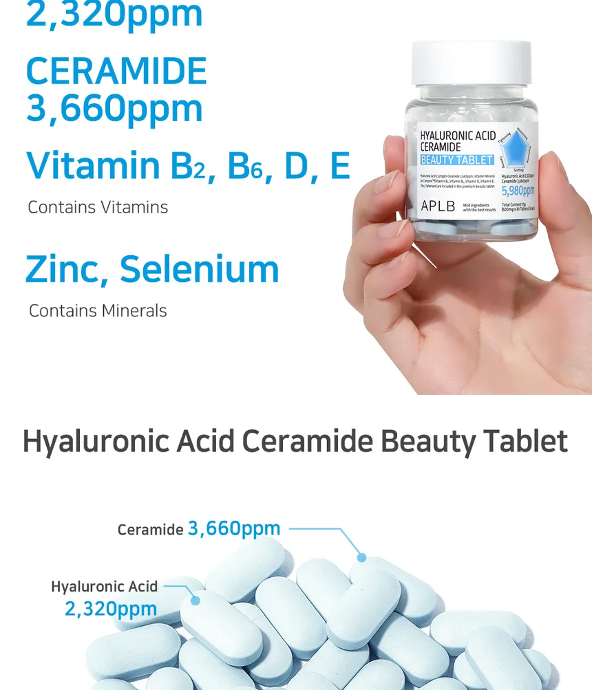 APLB Hyaluronic Acid Ceramide Beauty 500Tablet – 5,980ppm